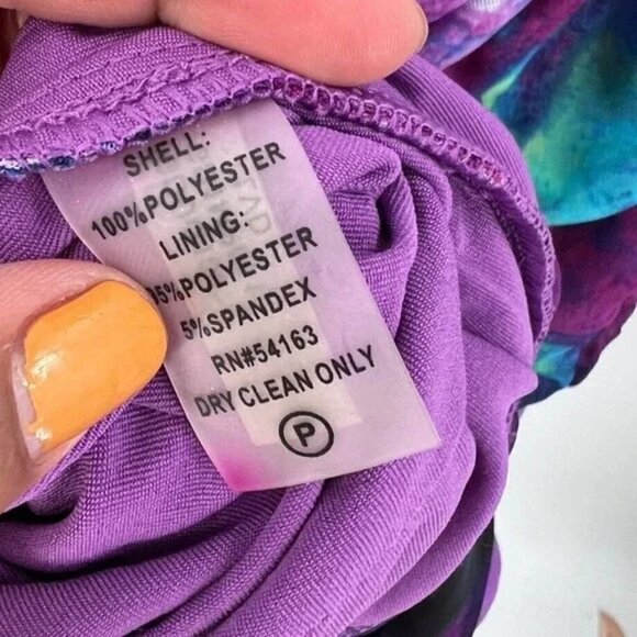 Guess Los Angeles Purple/Blue Abstract Ruched Strapless Cocktail Party Dress 8 - Picture 10 of 10